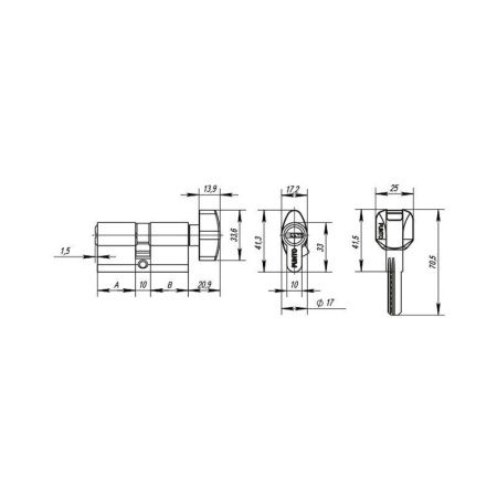 Цилиндровый механизм Z4002Knob70 хром
