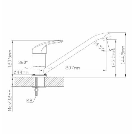 Смеситель для кухни монокомандный  хром  Potato Эверест B42-029M