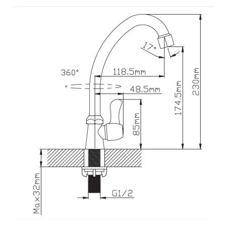 Кран водоразборный одноручковый на холодную воду юелый  Potato Эверест B41-338