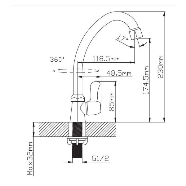 Кран водоразборный одноручковый на холодную воду юелый  Potato Эверест B41-338