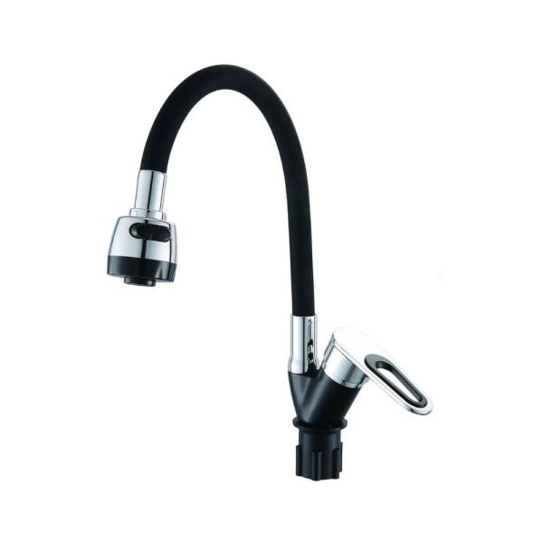 Смеситель для кухни монокомандный  черный с хромом  Potato Эверест B58-274F