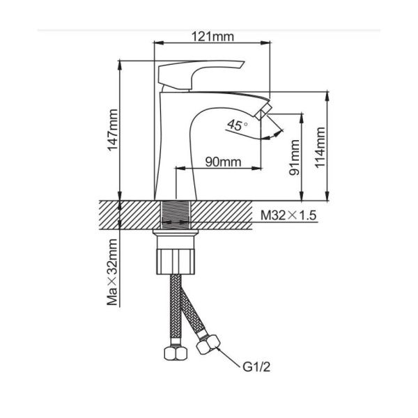 Смеситель для раковины монокомандный  хром  Potato Эверест B10-032