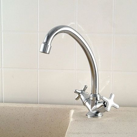 Смеситель для кухни двухручковый  хром  Potato Эверест B40-350