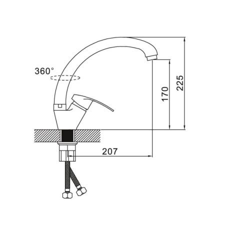 Смеситель для кухни монокомандный  хром  Potato Эверест B59-024