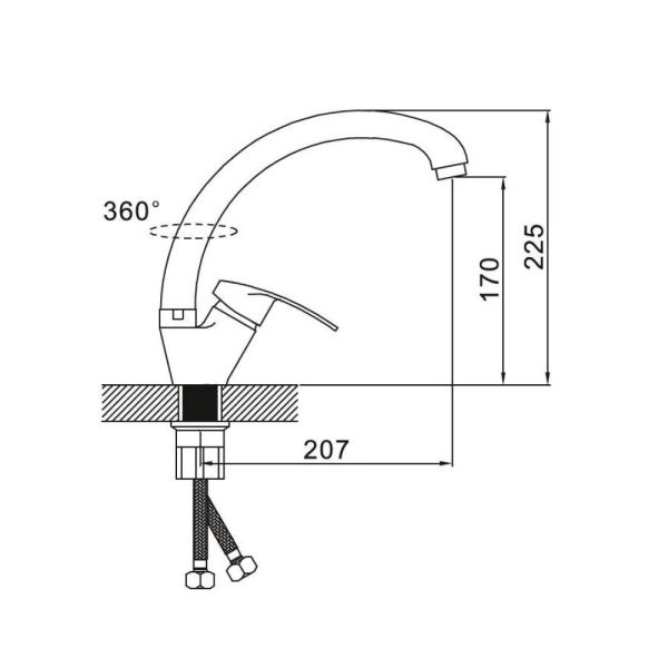 Смеситель для кухни монокомандный  хром  Potato Эверест B59-024
