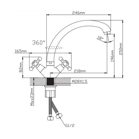 Смеситель для кухни двухручуовый хром Potato Эверест B 42-333