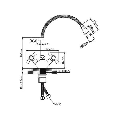 Смеситель для кухни двухручковый  хром  Potato Эверест B58-064B