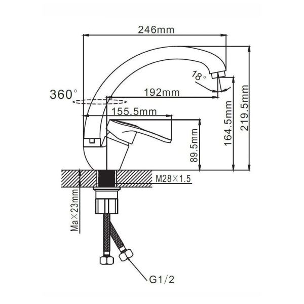 Смеситель для кухни монокомандный  хром  Potato Эверест B59-025