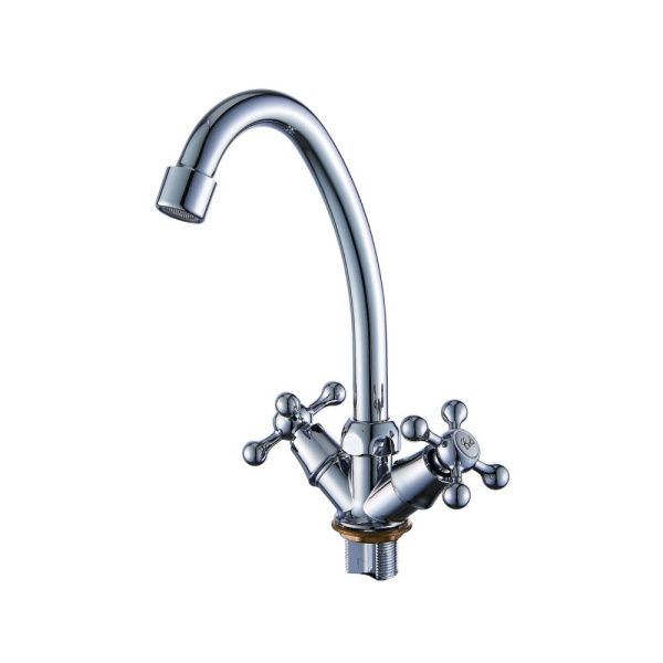 Смеситель для кухни двухручуовый хром Potato Эверест B 49-351