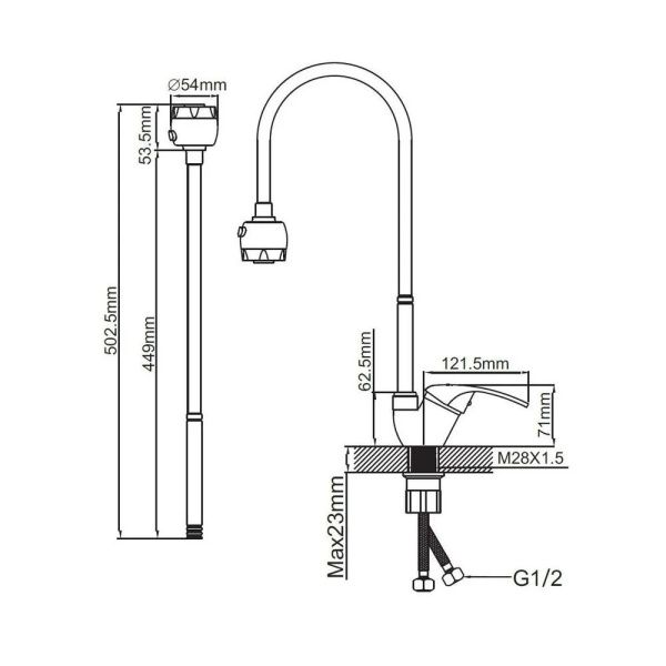 Смеситель для кухни монокомандный  хром  Potato Эверест B58-040
