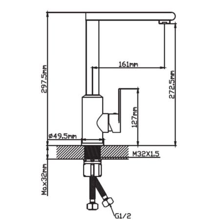Смеситель для кухни монокомандный  серый графит  Potato Эверест B40-13TL