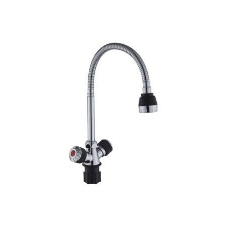 Смеситель для кухни двухручковый  черный с хромом  Potato Эверест B58-356F