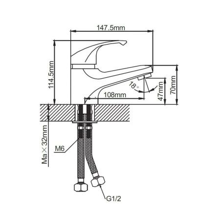 Смеситель для раковины монокомандный хром Potato Эверест B 10-033