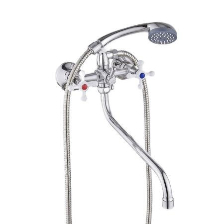 Смеситель для ванны и умывальника двухручковый  хром  Potato Эверест B25-352