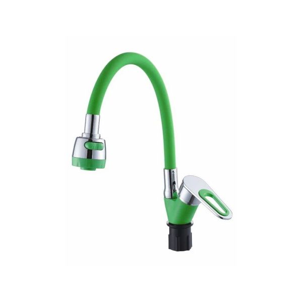 Смеситель для кухни монокомандный  зеленый с хромом  Potato Эверест B58-274E