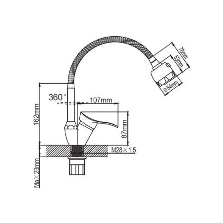 Смеситель для кухни монокомандный  хром  Potato Эверест B58-214M