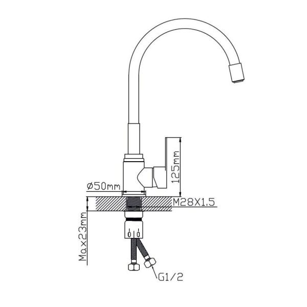 Смеситель для кухни монокомандный серый/хром Potato P 58304S-19 (гибкий излив)