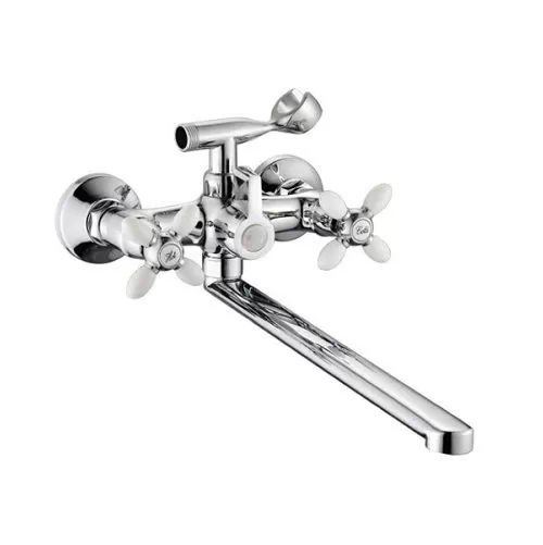 Смеситель для ванны и умывальника двухручковый белый/хром Potato P 2771-7