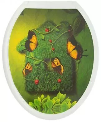 Крышка для унитаза жесткая "ДЕКОР" БАБОЧКА