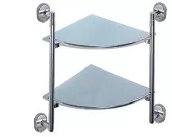 F-1907-2 Полка стеклянная 2-ярусная угловая 250х250мм (Frap)