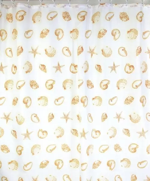 Штора для ванной тканевая бежевая, 1032, "Залел" эконом, 170-180*200