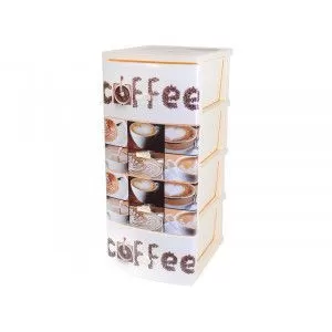 Комод 4-х секц. декор "Кофе" слон.кость моно рис. (РП451)