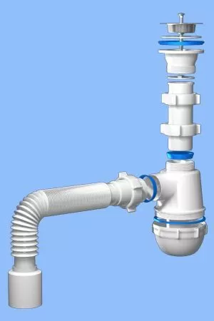 А-0115 Сифон АНИ ГРОТ 1 1/2х40+г40*40/50 с гибкой трубой