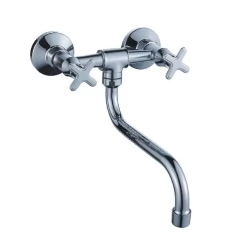 Смеситель для кухни двухручковый хром Potato Эверест  B 46-350 (настенный)