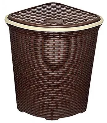 Корзина для белья 60л коричневая угловая Ротанг