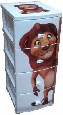 Комод 4-х секц. декор "Лев" бел.моно рис. (РП451)