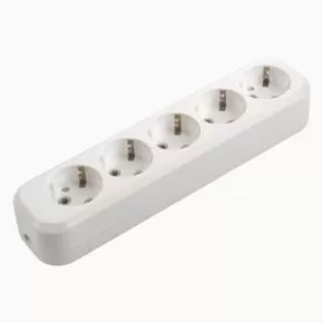 General роз. колодка 5гн., земля, 16А, 250В, 3,5кВт Серия "Easy" с доп. крышкой (АБС-пластик) белая