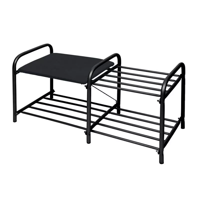 Этажерка "Люкс1" (360х330х800) ЭТЛ1-1/Ч 2-х ярусн. с мягк.сидением,винил.разборн. матовый черн. Ника