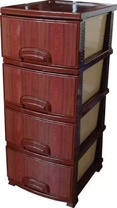 Комод 4-х секц. декор "Красное дерево" т.кор./беж.  (РП421)